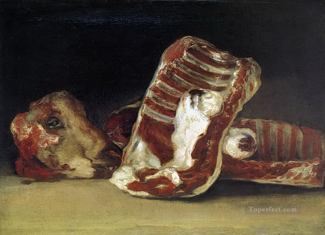 羊の肋骨と頭の静物画「肉屋」フランシスコ・デ・ゴヤ油絵